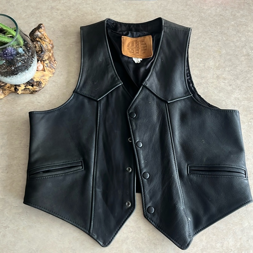 Black Leather Vest Western Style